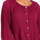 NY Collection Women's Pleated Button Front Bell Sleeve Top Purple Size -Petite XL
