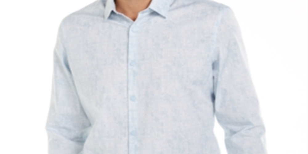 Alfani Men's Classic-Fit Abstract Plaid Shirt Faded Blue Size 3XL