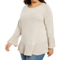 Style Co. Womens Ruffle-Hem Pullover Sweater Style Brown Size 1X