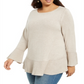 Style Co. Womens Ruffle-Hem Pullover Sweater Style Brown Size 1X