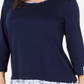 Karen Scott Women's Printed Trim Top Blue Size Petite XL