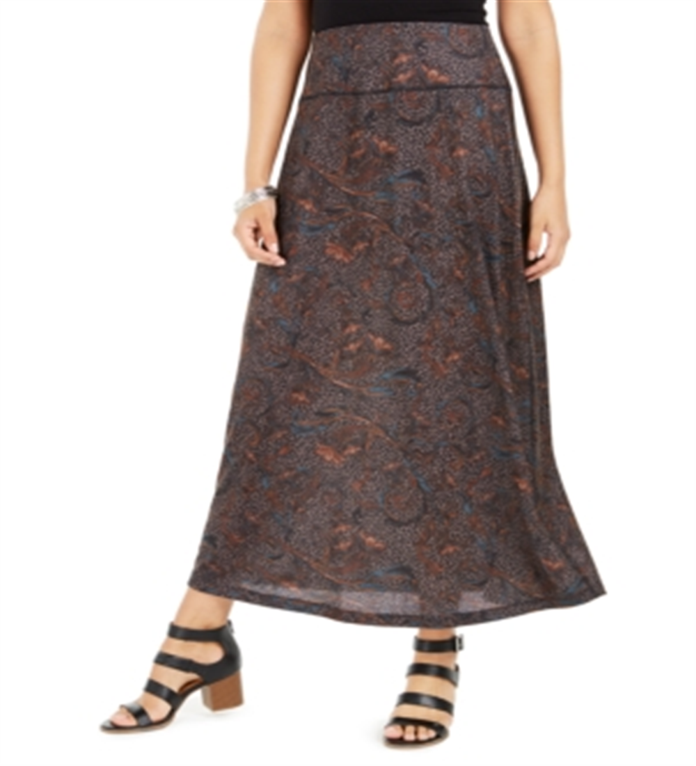 Style & Co Women's  Printed Pull-on Maxi Skirt  Gray Size Small