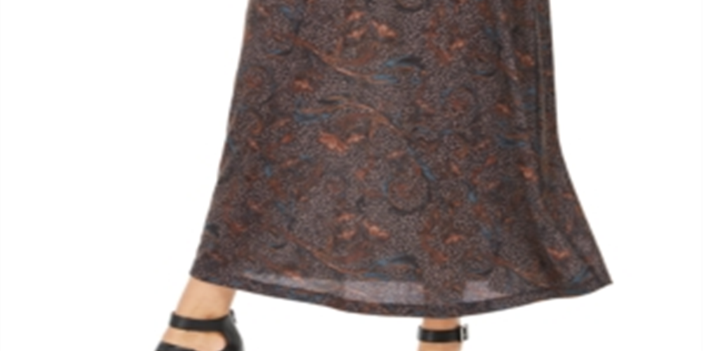 Style & Co Women's  Printed Pull-on Maxi Skirt  Gray Size Small