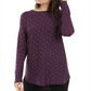 INC Women's Embellished Long Sleeve Jewel Neck Hi-Lo Sweater Purple Size S