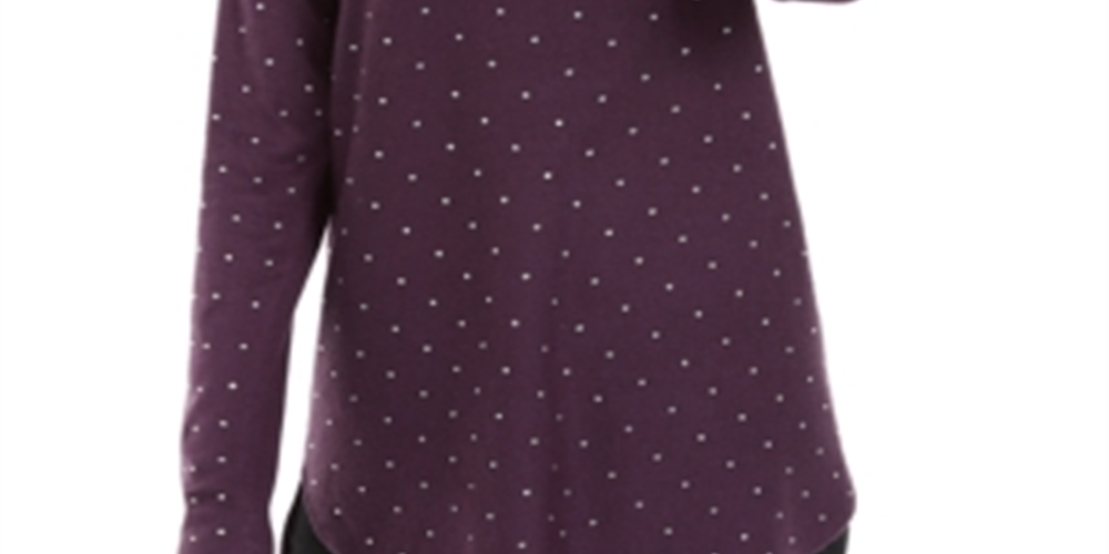 INC Women's Embellished Long Sleeve Jewel Neck Hi-Lo Sweater Purple Size S