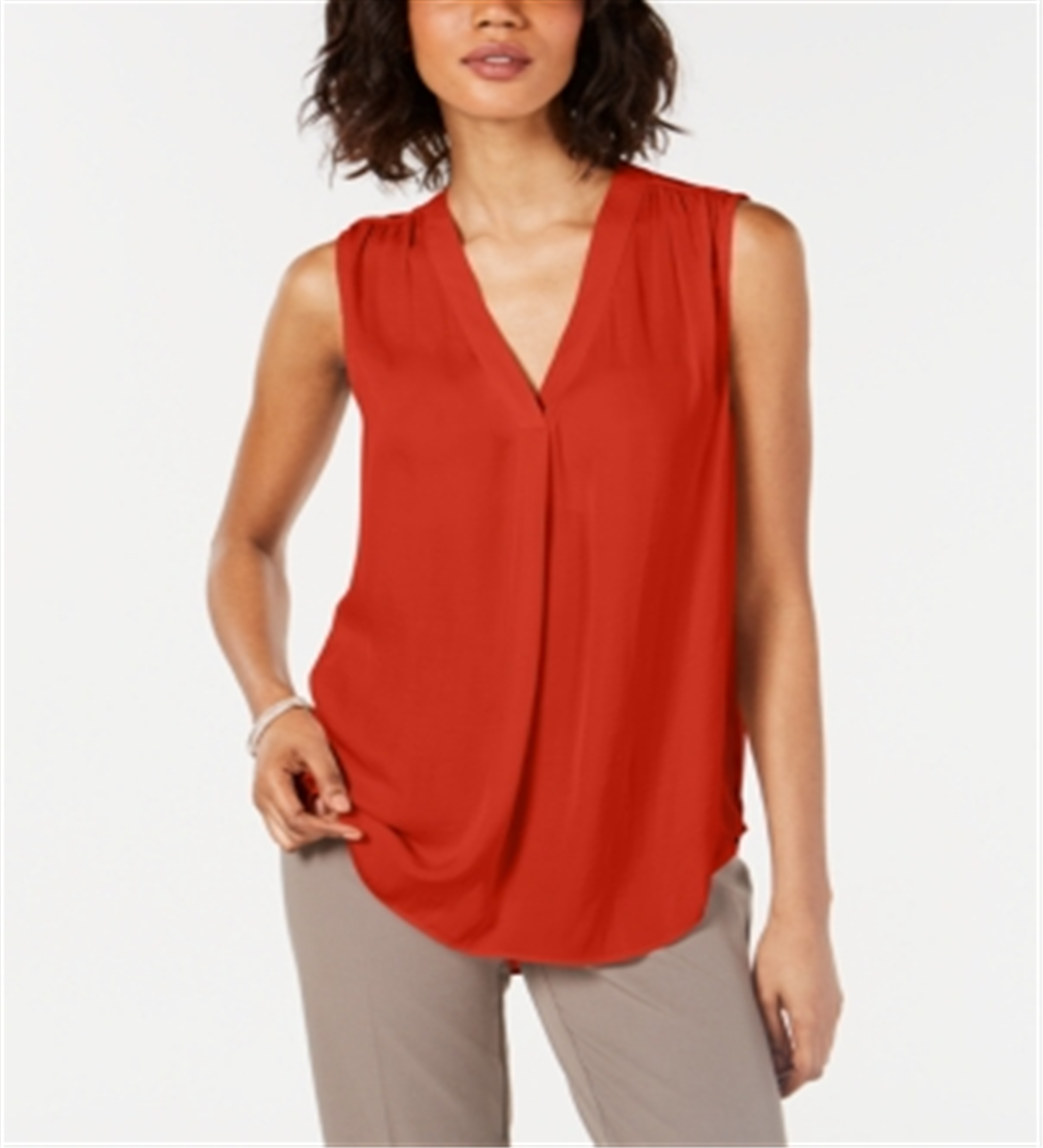 Alfani Women's Satin V-Neck Tank Top  Red Size Medium