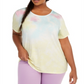 Ideology Women's Tie Dye Back Cutout Top Yellow Size 2X