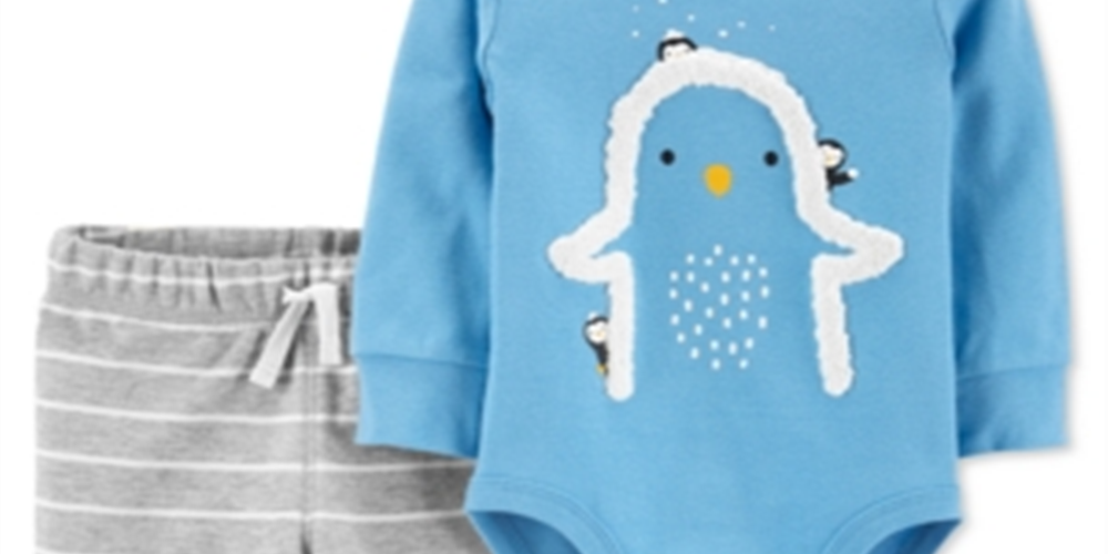 Carter's Boy's Infant Bodysuits Penguin Bodysuit & Joggers Blue Size 3MOS