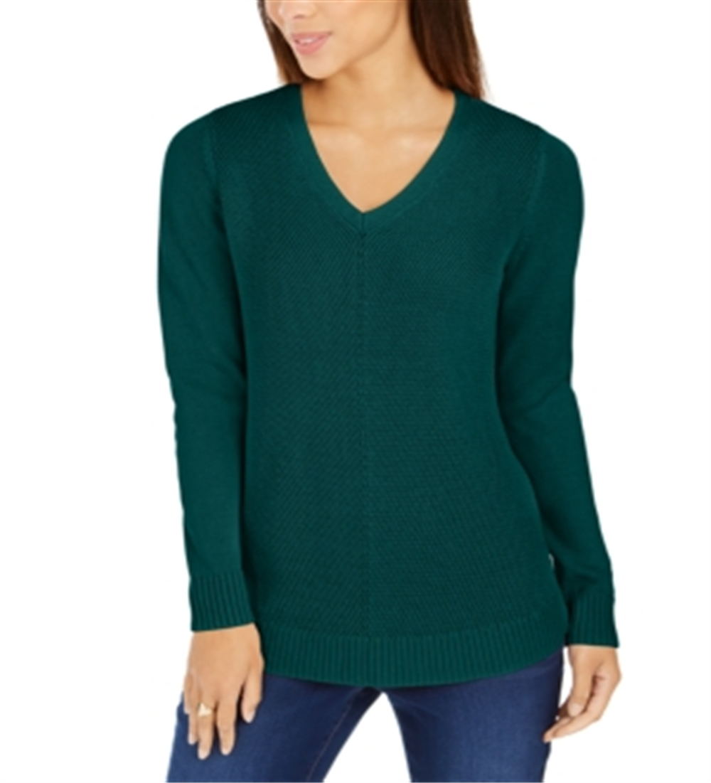Charter Club Women's V Neck Sweater Green Size X-Small