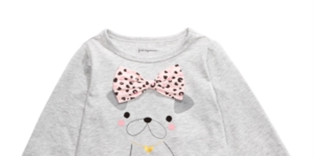 First Impressions Toddler Girl's Dog Print Cotton T-Shirt Gray Size 4T