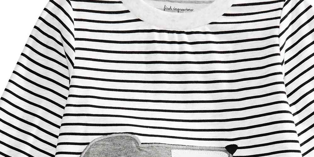 First Impressions Infant Girl's Striped Dog Print T-shirt Brown Size 3-6MOS