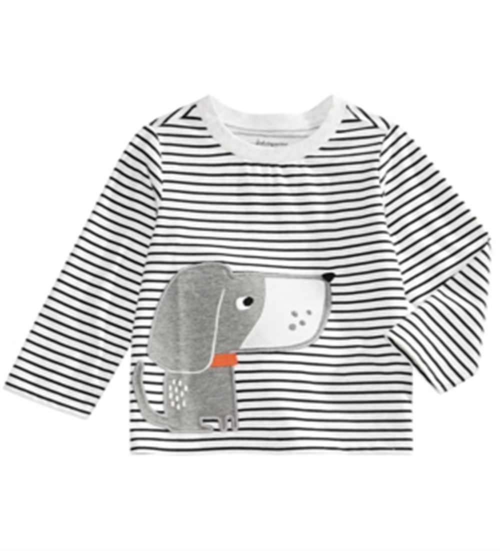 First Impressions Infant Girl's Striped Dog Print T-shirt Brown Size 3-6MOS