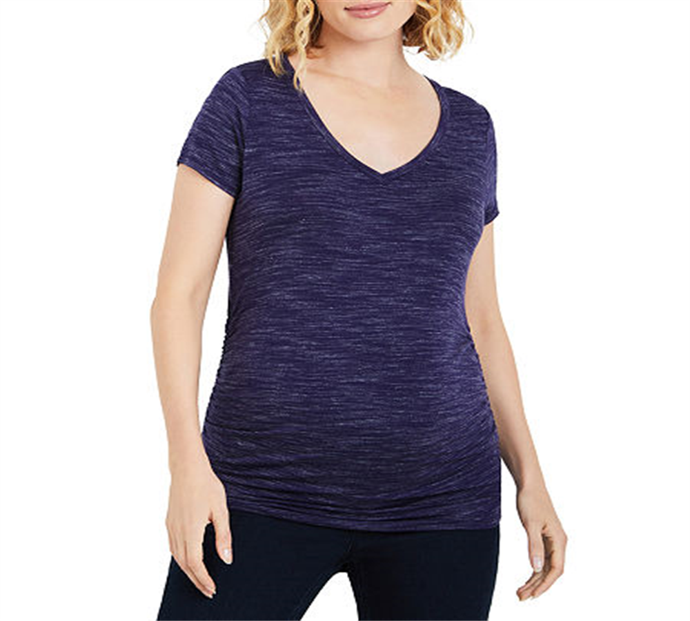 Motherhood Maternity Ruched T-Shirt - Navy Spacedye Size XS