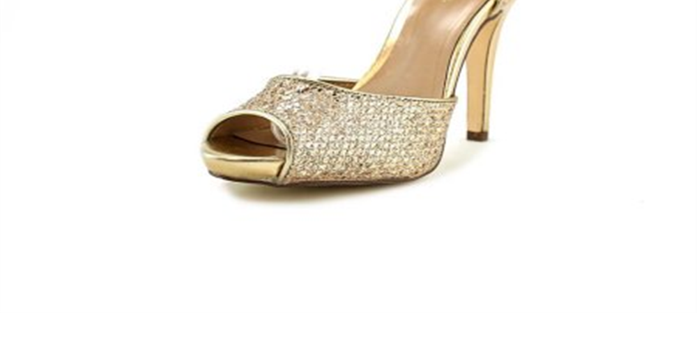 Style & Co Women's Swifty Peep-Toe Synthetic Heels Gold Size 5.5