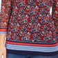 Charter Club Women's Sheer Sleeve Floral Print Top Red Size XS