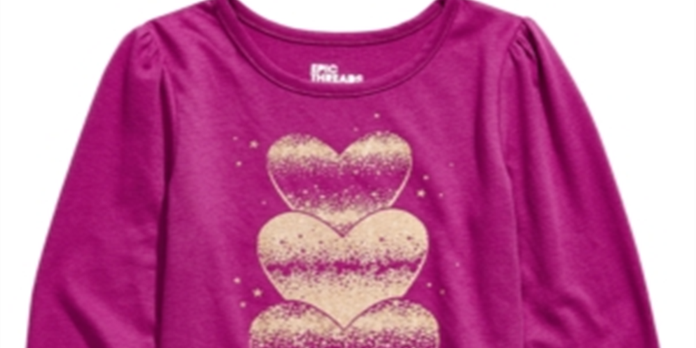 Epic Threads Toddler Girl's Glitter Hearts T-Shirt Pink Size 4T