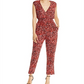 Aqua Women's Leopard Print Surplice Jumpsuit Red Size Small