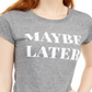 Love Tribe Juniors' Maybe Later Micro-Striped Graphic T-Shirt Gray Size Small