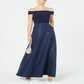 Adrianna Papell Women's Off the Shoulder Mikado Gown Navy Size 18