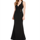 Emerald Sundae Women's Sheer Sleeveless V Neck Full Length Evening Mermaid Dress Black Size Medium