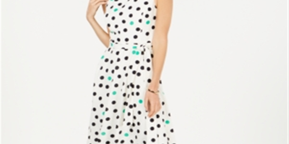 Jessica Howard Women's Polka Dot MIDI Dress White Size 12P