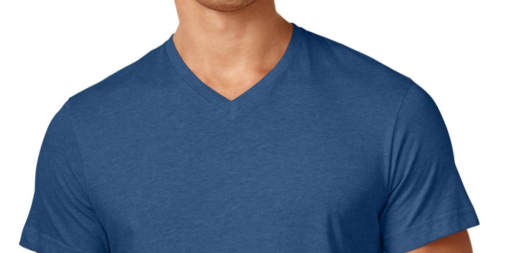 Alfani Men's Slub V-Neck T-Shirt Blue Size S
