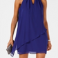 Jessica Howard Women's Chiffon Sleeveless Cocktail Dress Blue Size 4 P