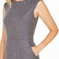 Anne Klein Women's Zippered Heather Sleeveless Jewel Neck Above the Knee Wear to Work Sheath Dress Blue Size 10