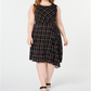 Alfani Women's Printed Asymmetrical Dress Black Size 3X
