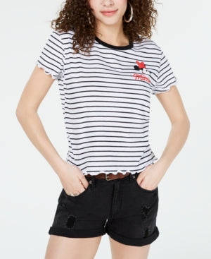 Ultra Flirt Junior's Crisscross V Neck T-Shirt White Size L