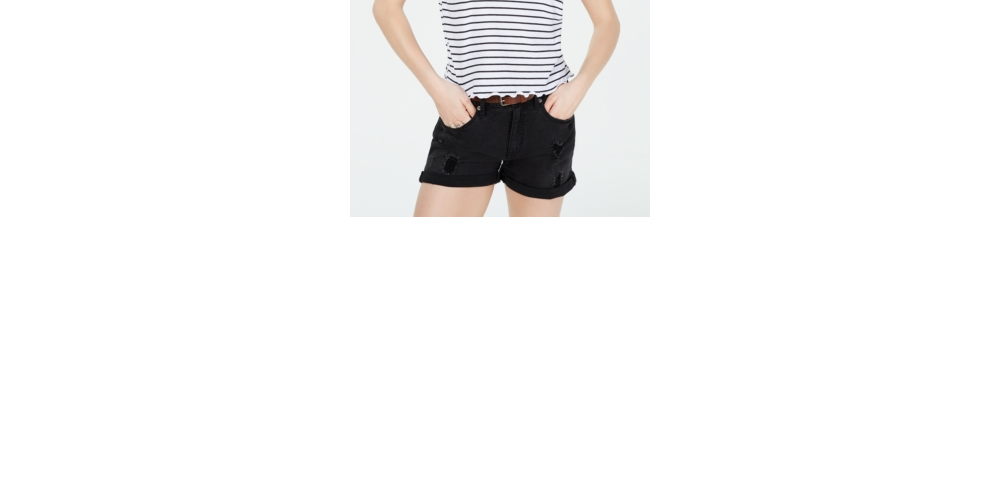 Ultra Flirt Junior's Crisscross V Neck T-Shirt White Size L