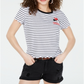 Ultra Flirt Junior's Crisscross V Neck T-Shirt White Size L