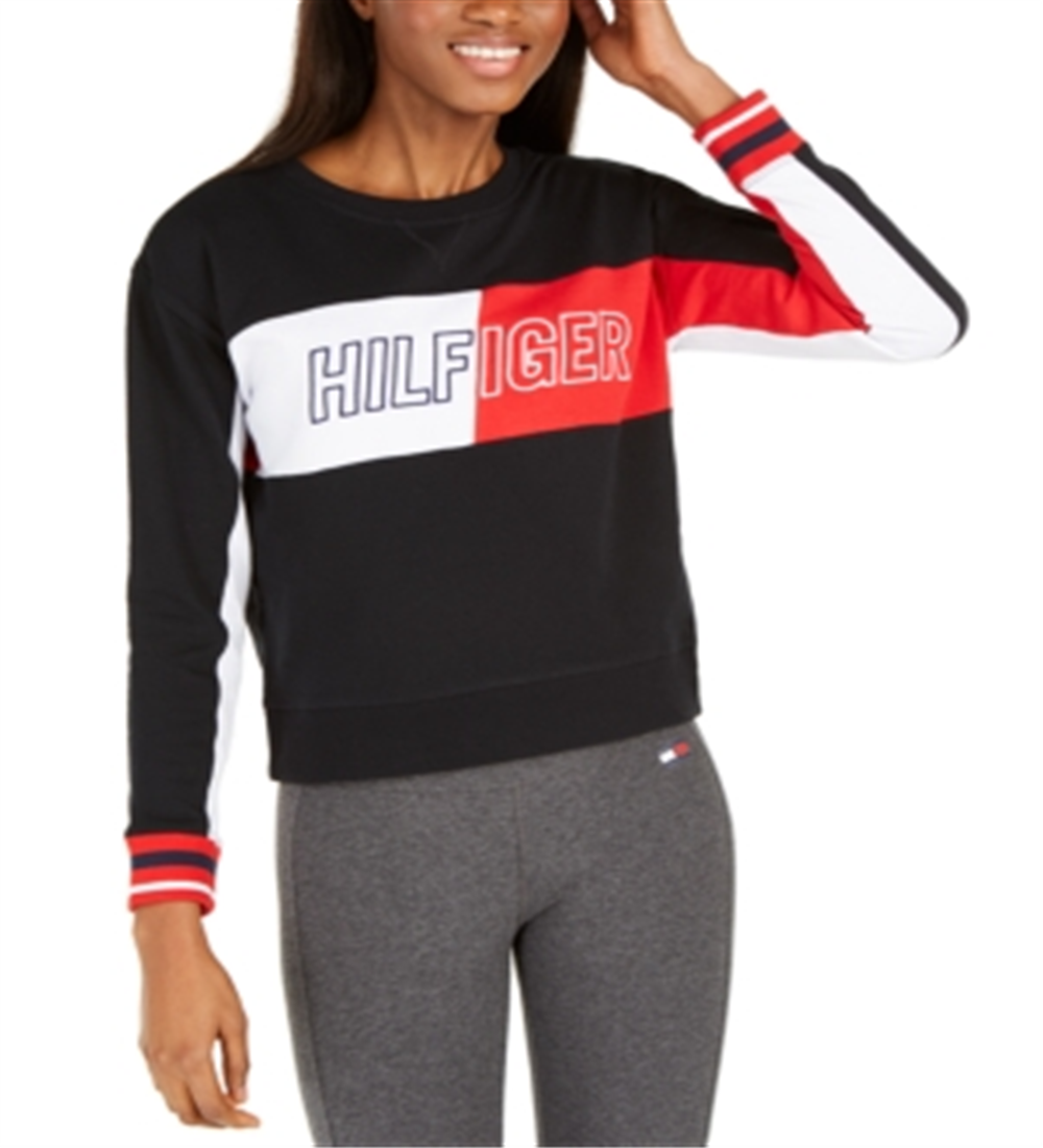 Tommy Hilfiger Women's Long Sleeve T-Shirt Top Black Size Medium
