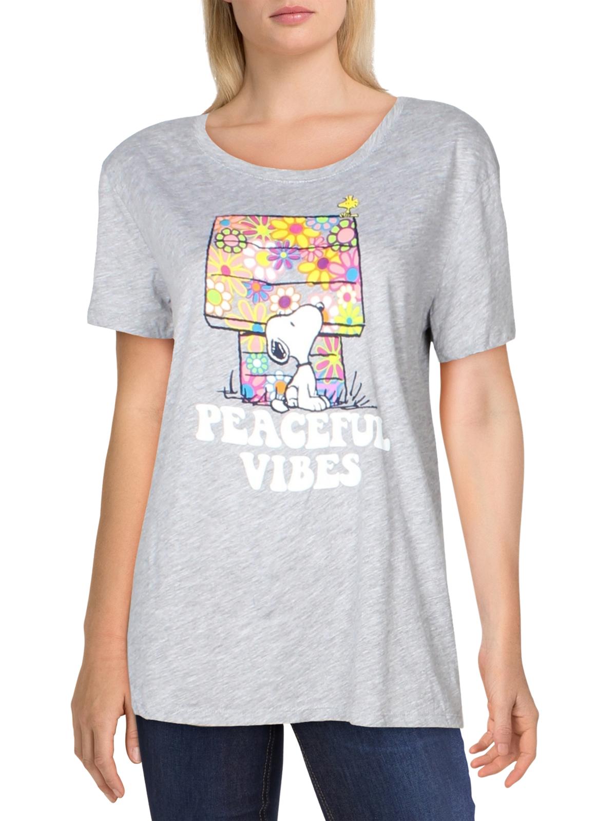Peanuts Juniors' Snoopy Graphic T-Shirt Heather Grey Size Large