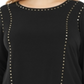 Calvin Klein Women's Crew Neck with Stud Detail Top Black  Size 1X