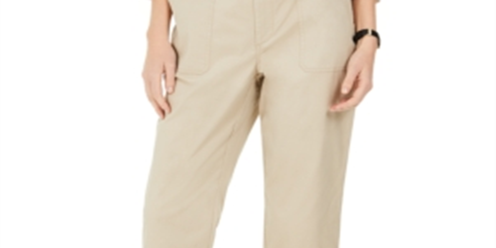 Charter Club Women's Cropped Twill Pants Beige Size 12