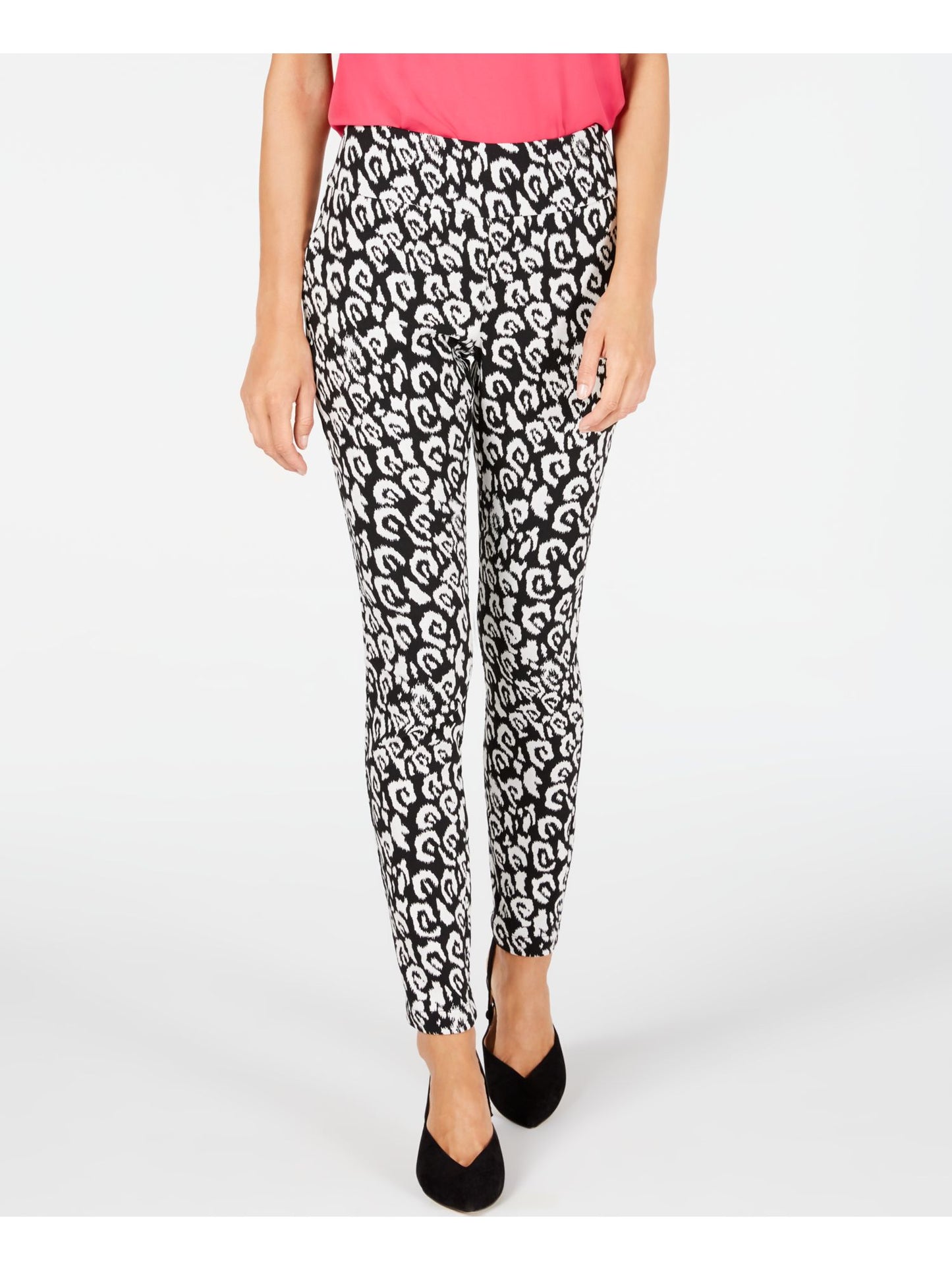 INC International Concepts Women's Leopard Print Skinny Pants Black Size 8