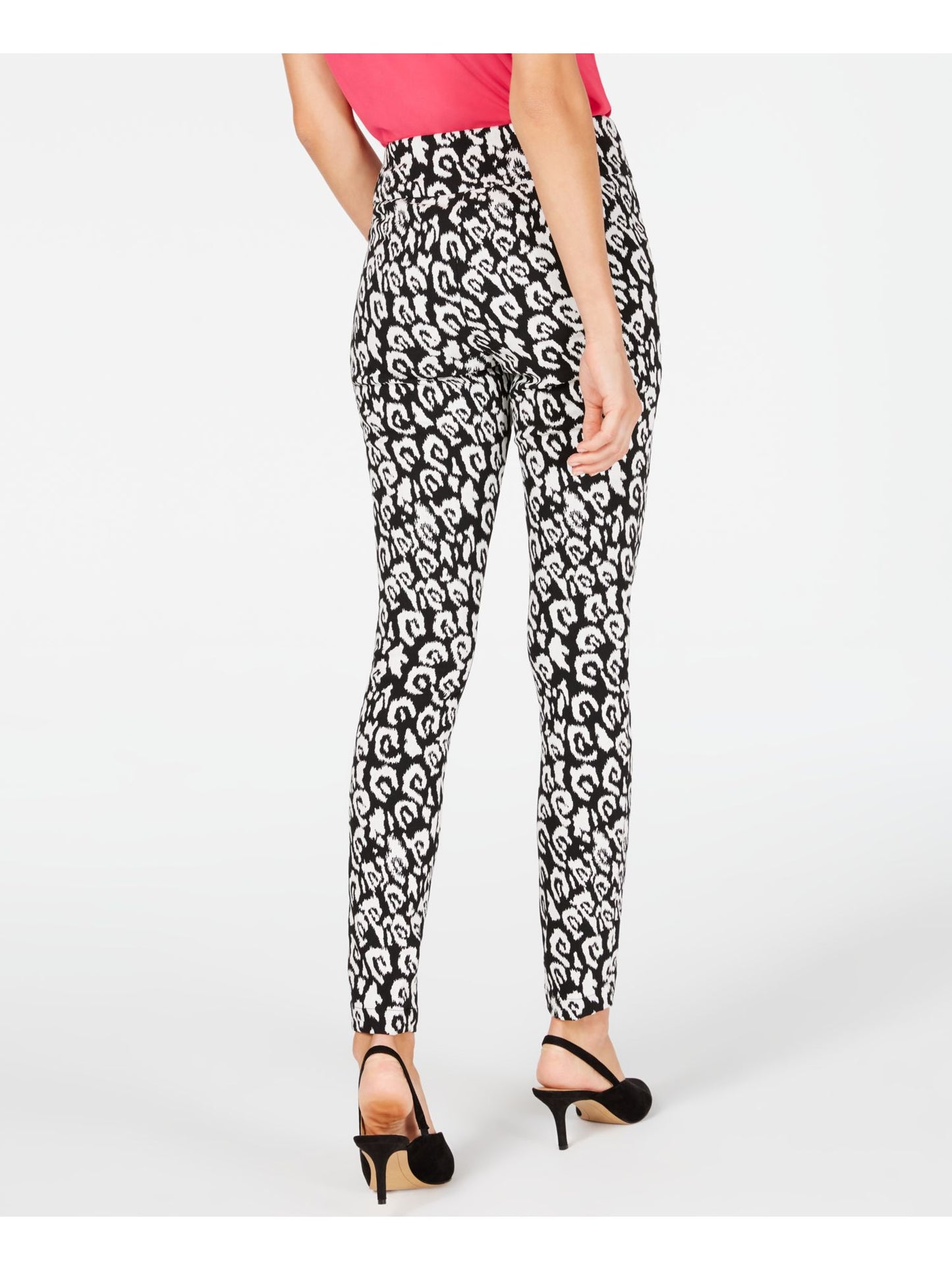 INC International Concepts Women's Leopard Print Skinny Pants Black Size 8