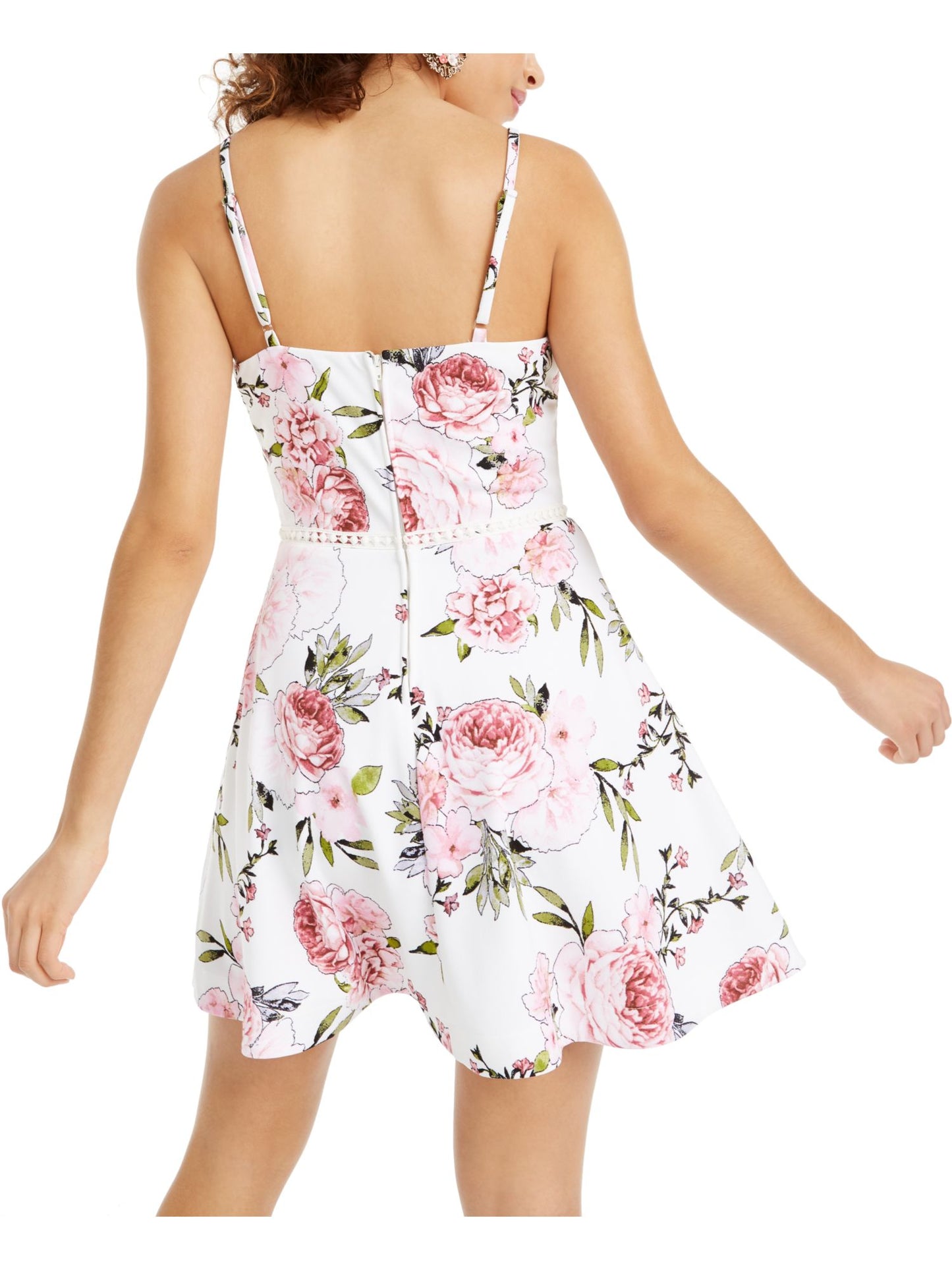 Speechless Women's Juniors Floral Mini Cocktail Dress White Size 3