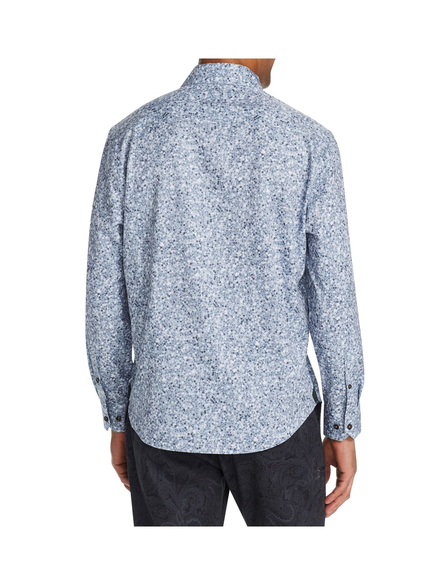 Tallia Men's Sequin Print Performance Button Down Shirt Gray Size Medium