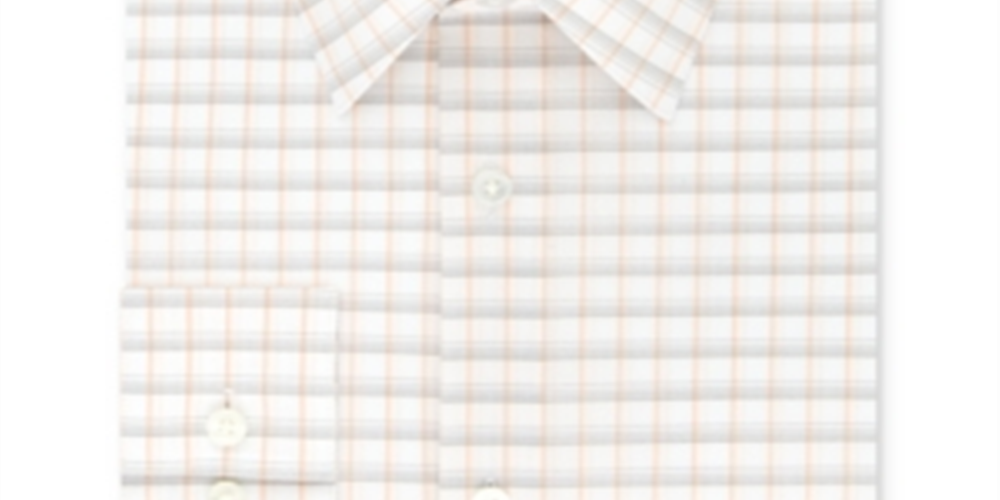 Calvin Klein Men's Slim Fit Stretch Collar Check Dress Shirt Orange Size 15.5X34X35