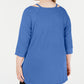 Calvin Klein Women's Cold Shoulder 3/4 Sleeve Jewel Neck Hi Lo Top Blue Size 3X
