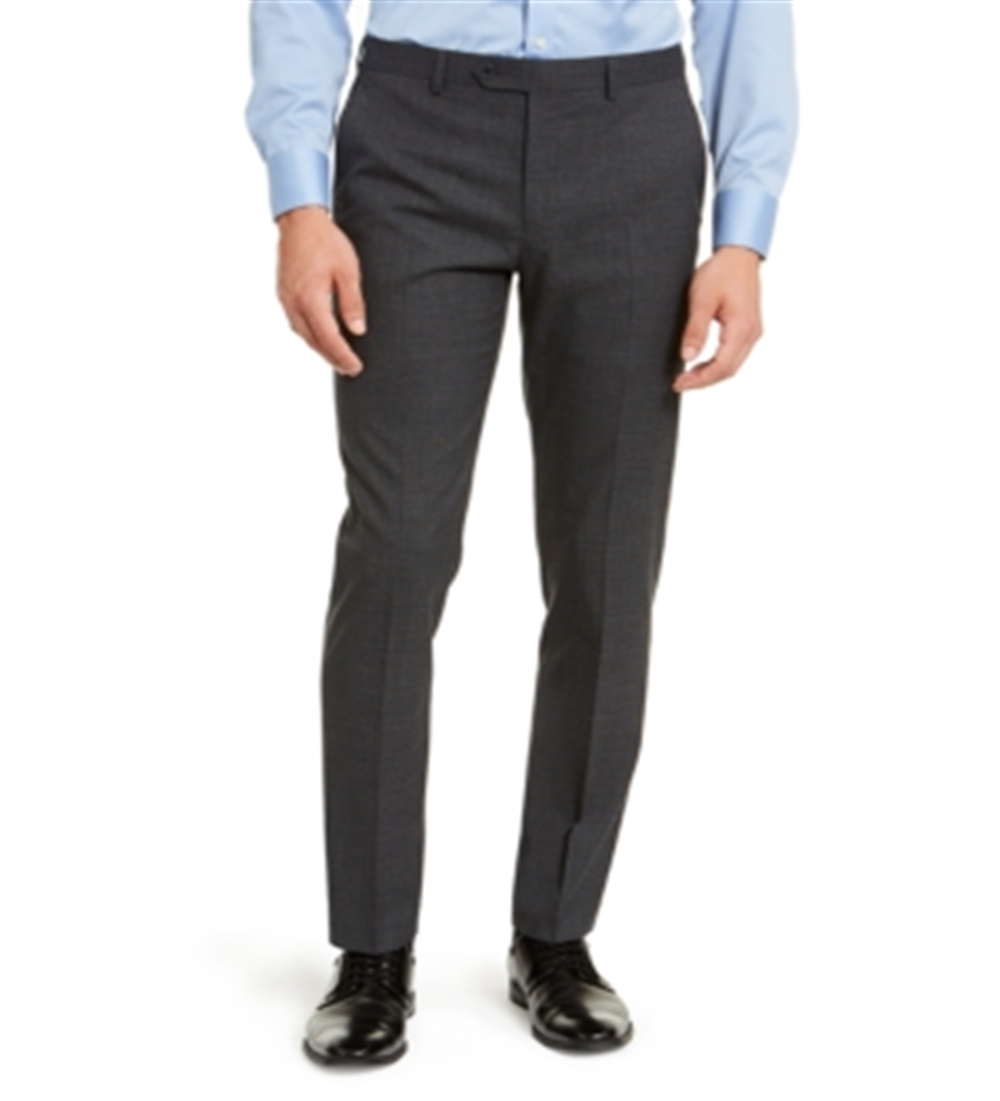 Calvin Klein Men's Window Pane Skinny Fit Dress Pants Black Size 34X30