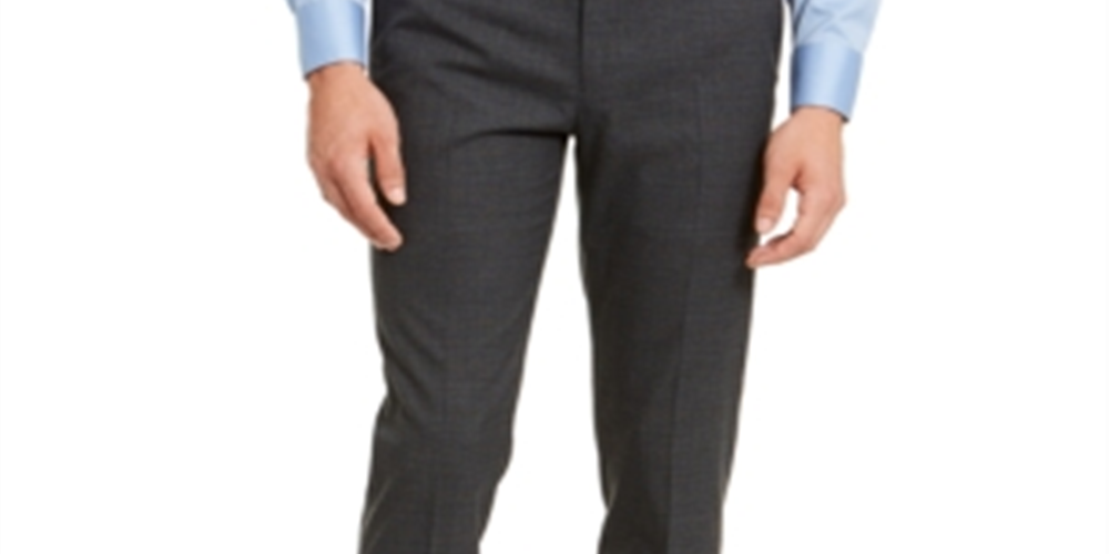 Calvin Klein Men's Window Pane Skinny Fit Dress Pants Black Size 34X30