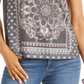 Style & Co Women's Placed Print V Neck T-Shirt Gray Size Petite M