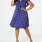 Monteau Women's Printed V Neck Below the Knee Shift Dress Blue Size 2X