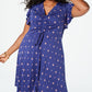 Monteau Women's Printed V Neck Below the Knee Shift Dress Blue Size 2X