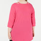 Calvin Klein Women's Cold Shoulder 3/4 Sleeve Square Neck Hi Lo Top Purple Size 3X