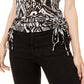 INC महिला प्रिंटेड लेस-अप टॉप काला, साइज़ स्मॉल