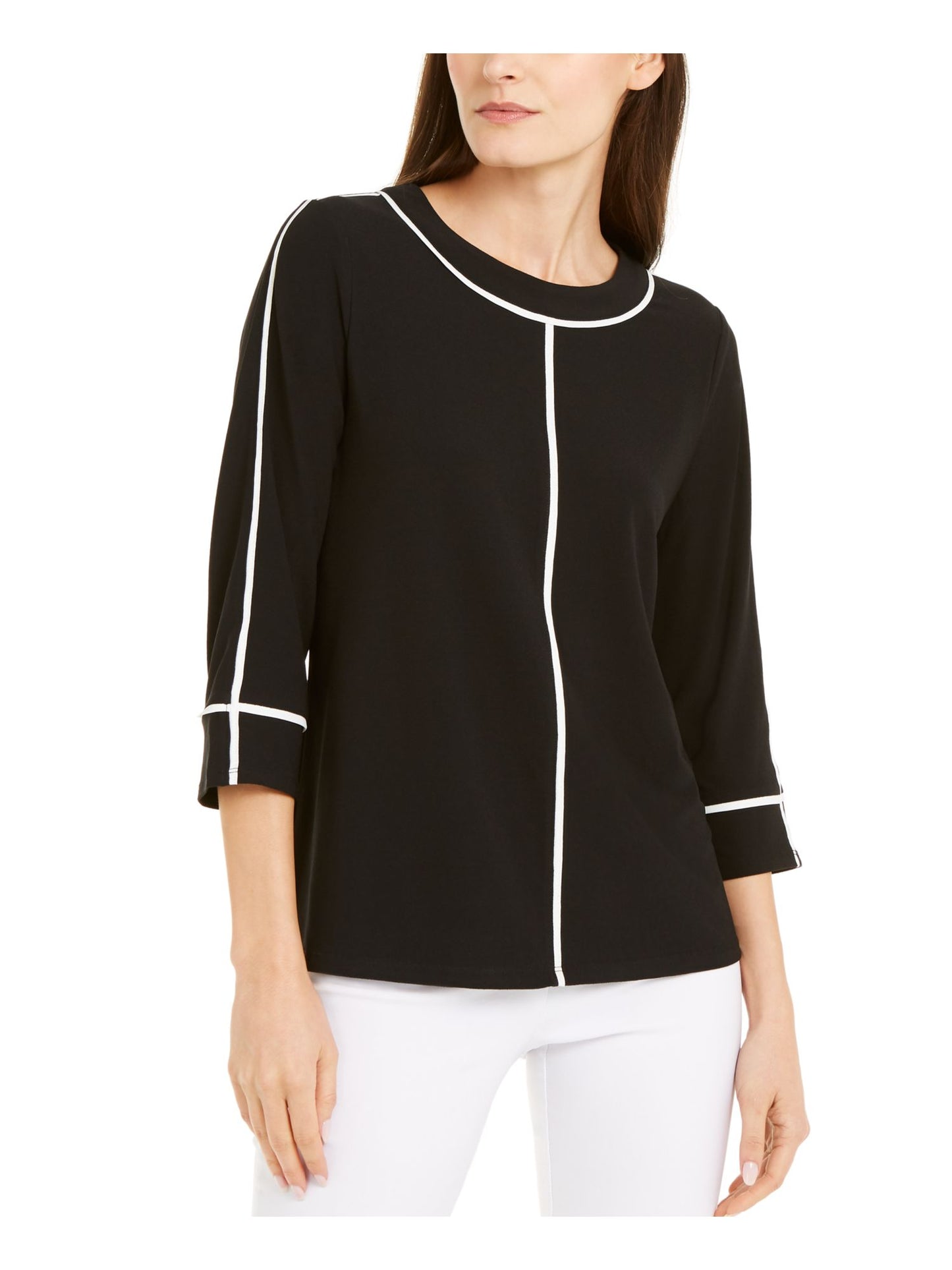 adidas-womens-3-4-sleeve-blouse-wear-to-work-top-black-size-medium